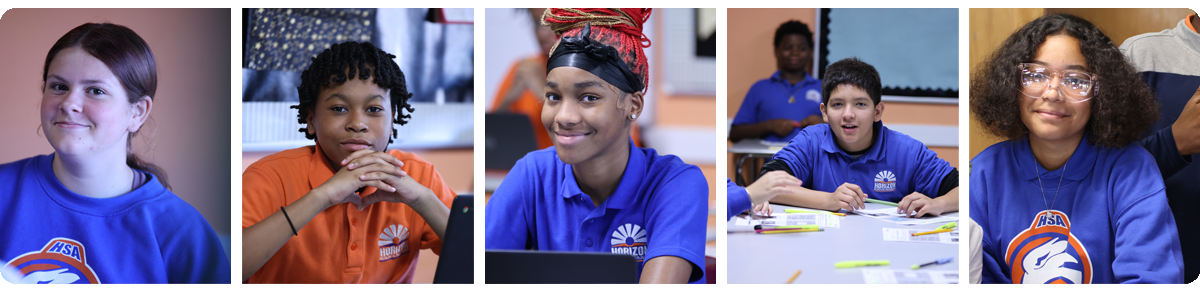 Collage of five individual student portraits